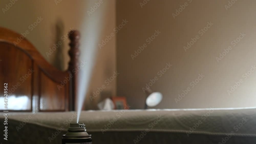 Selective focus on insect insecticide aerosol can fogger used to kill