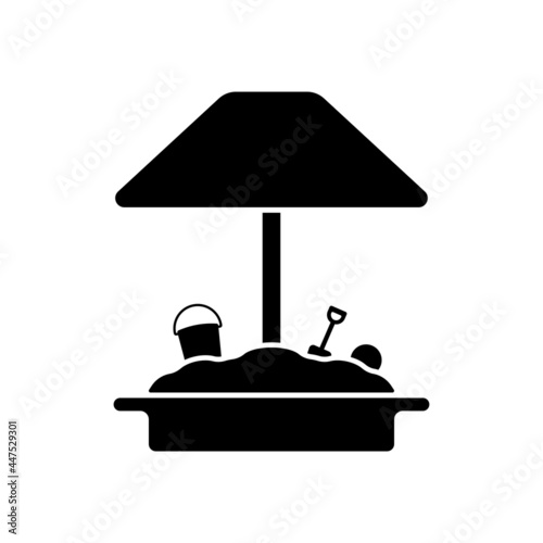 Children's sandbox icon. Black silhouette. Side view. Vector simple flat graphic illustration. The isolated object on a white background. Isolate.