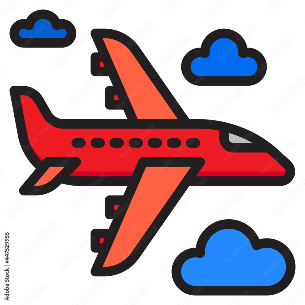 Naklejka premium airplane color line style icon