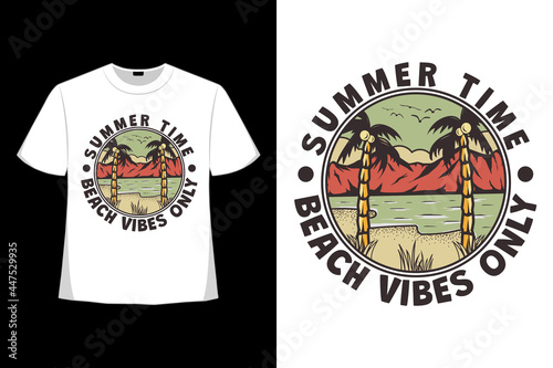 T-shirt summer time beach vibes mountain hand drawn retro vintage style