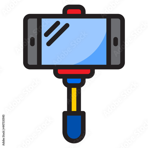 selfie color line style icon