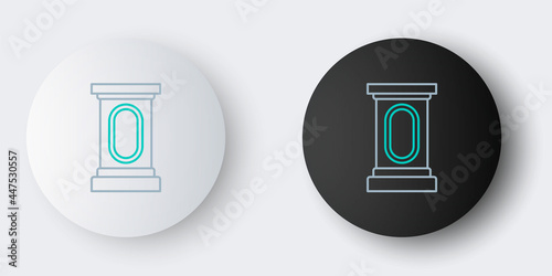 Line Stage stand or debate podium rostrum icon isolated on grey background. Conference speech tribune. Colorful outline concept. Vector