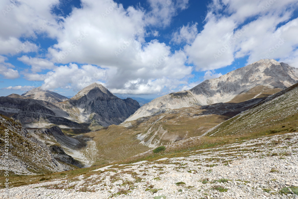 panorama of the Apennine mountains in the Abruzzo Region in Central Italy without people