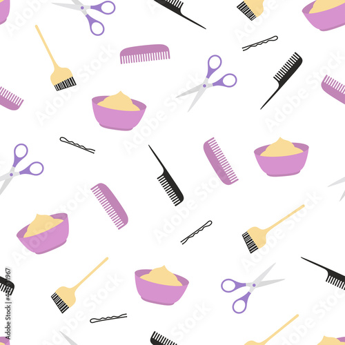 pattern with elements for barber shop on white