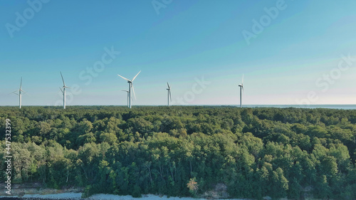 Bird's eye view of wind turbines