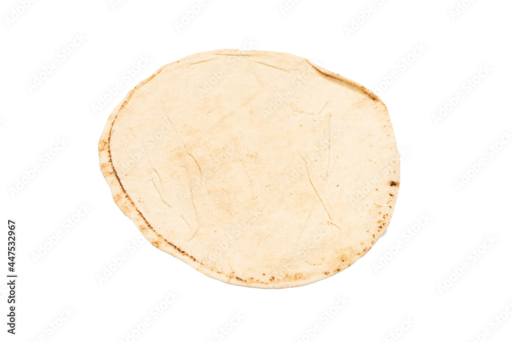 Grilled pitta bread isolated on white background. Grilled pitta bread isolated on white background.
