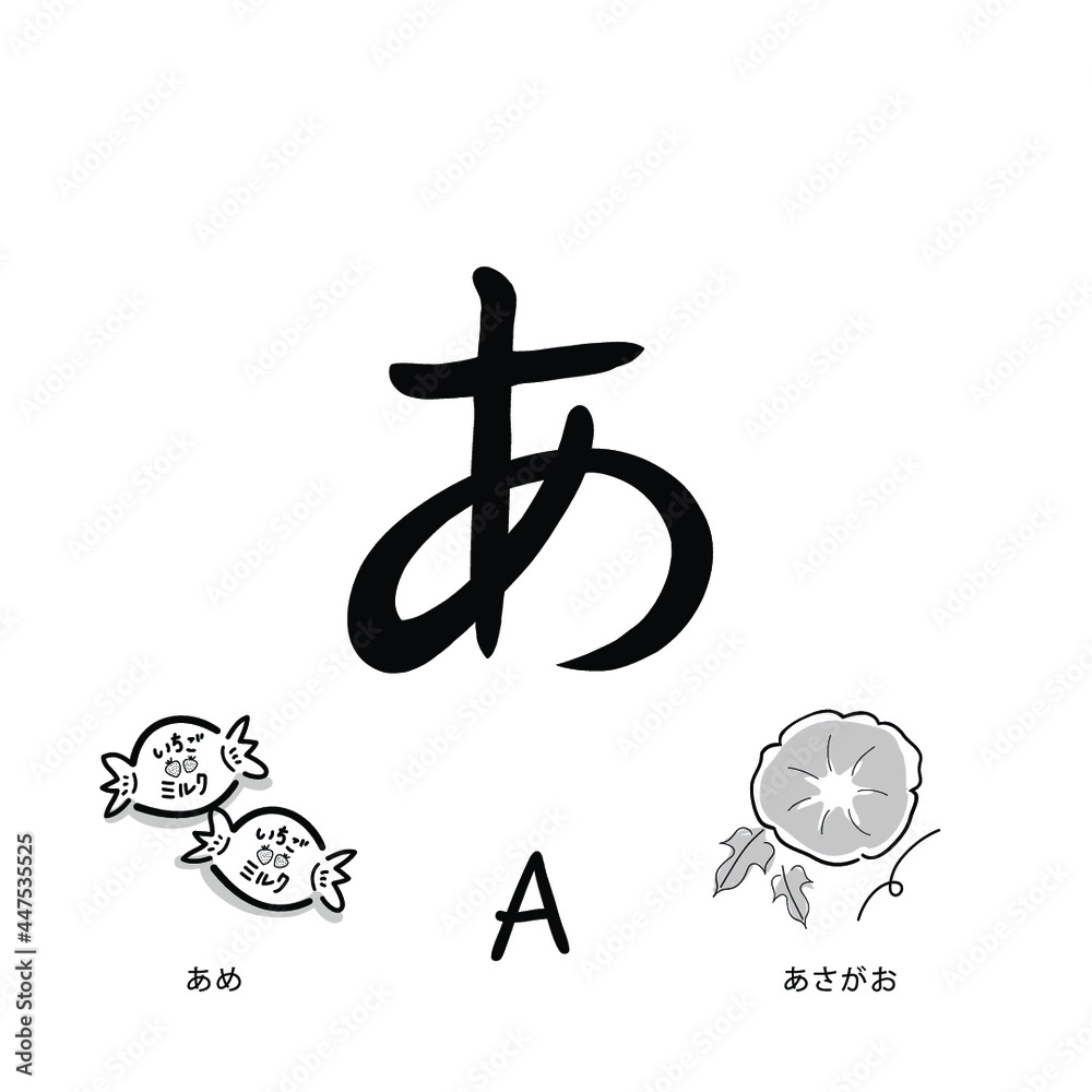 Japanese alphabets illustration Hand drawn sketch drawing. Japanese