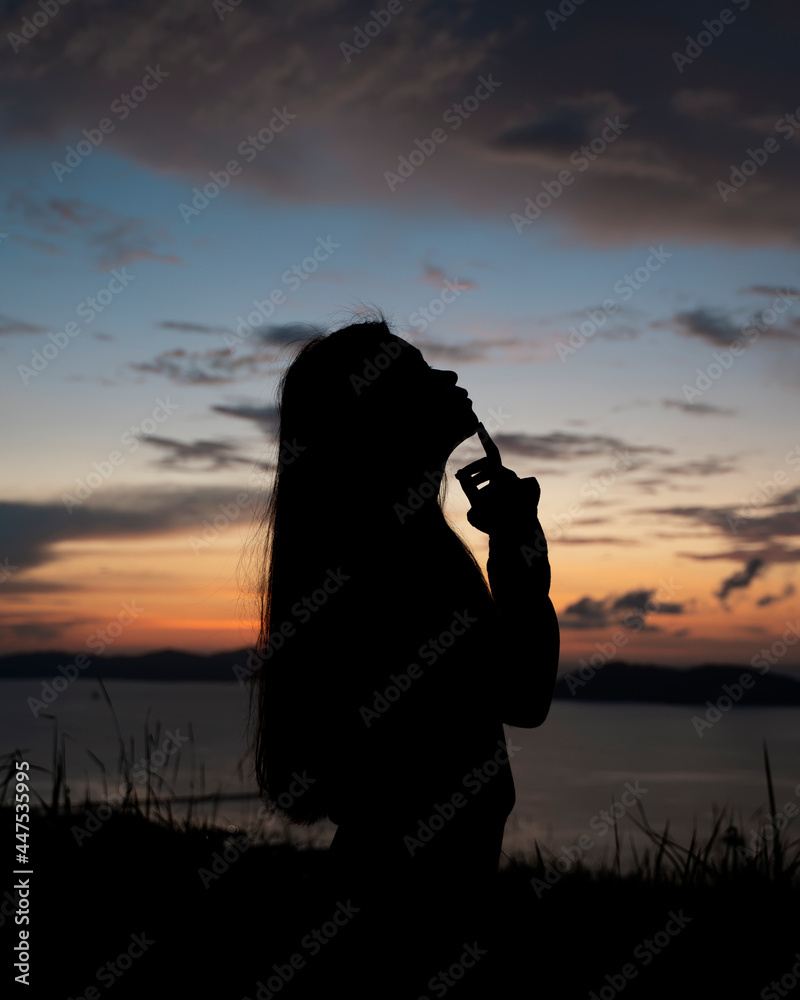 Silhouette of girl during sunset