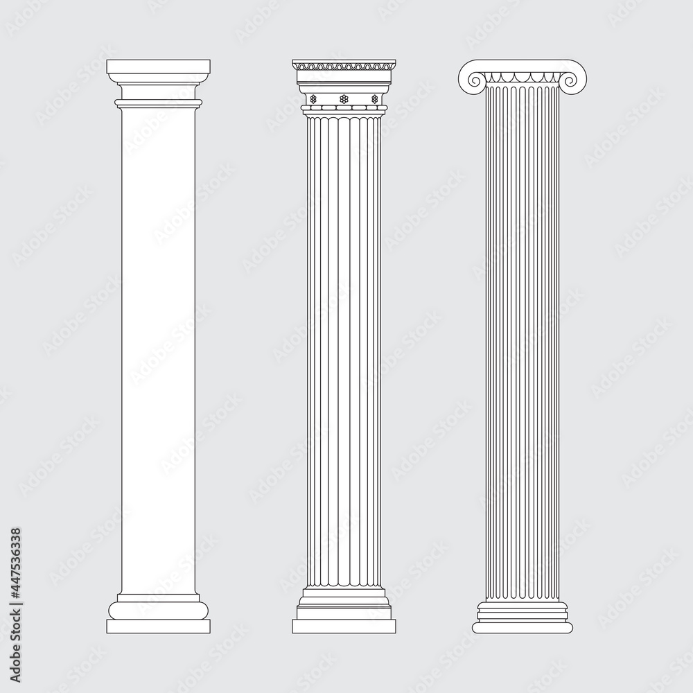 Architecture columns. Collection of various design elements. Vector illustration, line design. Architecture columns. Collection of various design elements. Vector illustration, line design.