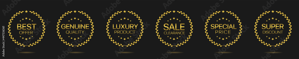 Fototapeta premium Best quality Golden laurel wreath label set