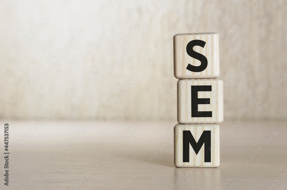 Text SEM on wooden blocks. Business concept. Text SEM on wooden blocks. Business concept.