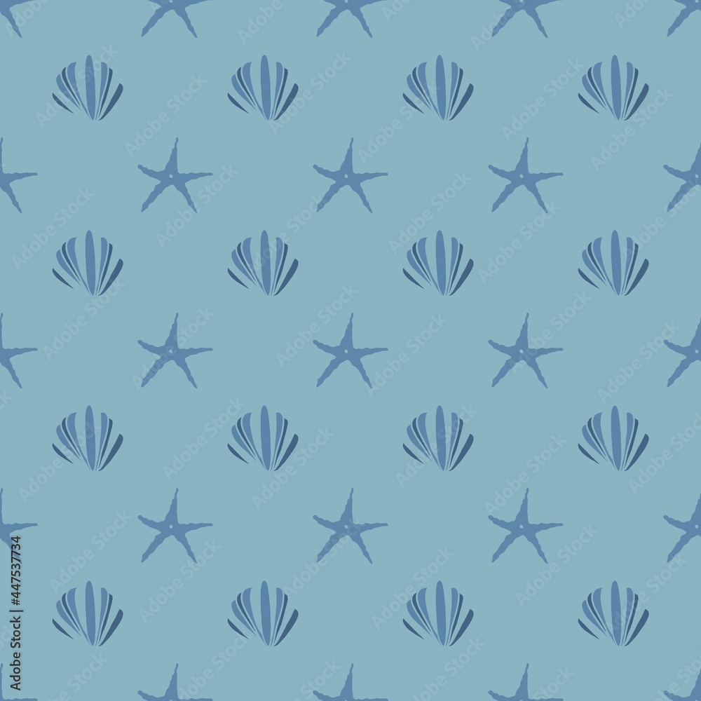 Blue seashells seamless pattern Blue seashells seamless pattern