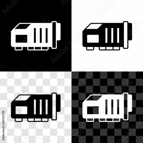 Set Video graphic card icon isolated on black and white, transparent background. Vector