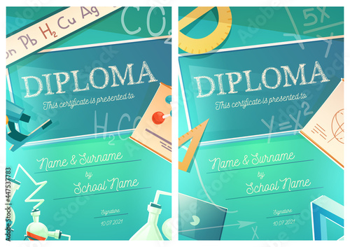 Chemistry and mathematics science diploma template