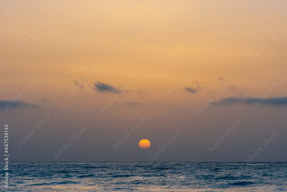Majestic sunrise on a Canary island in the Atlantic ocean Fuerteventura