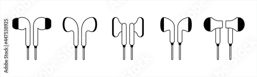 Airpods icon isolated on white background. Wireless earphones symbol, Headphone portable icons set,  vector illustration