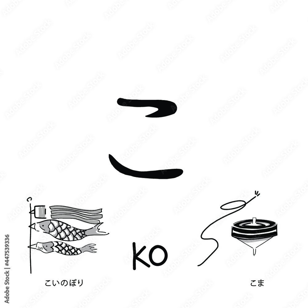 Japanese alphabets illustration Hand drawn sketch drawing. Japanese