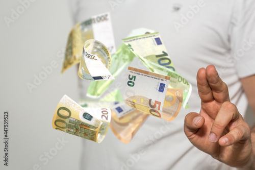 bill euro banknote in hand ...