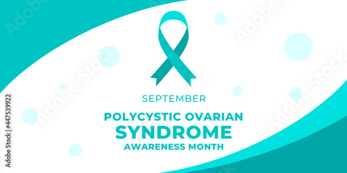 Polycystic ovarian syndrome awareness month. Vector web banner, illustration, poster, card for social media, networks. Text Polycystic ovarian syndrome awareness month, september on white background. photo