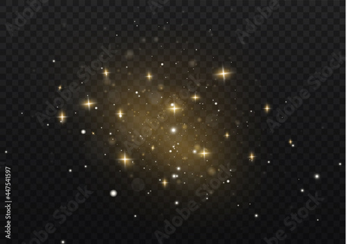 Yellow sparks, golden dust shine special light.