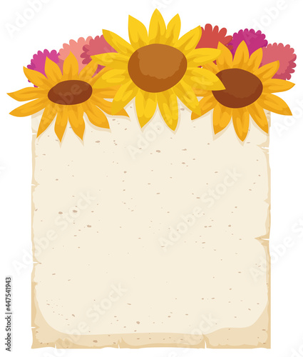 Template made with scroll and decorative flowers in the top, Vector illustration
