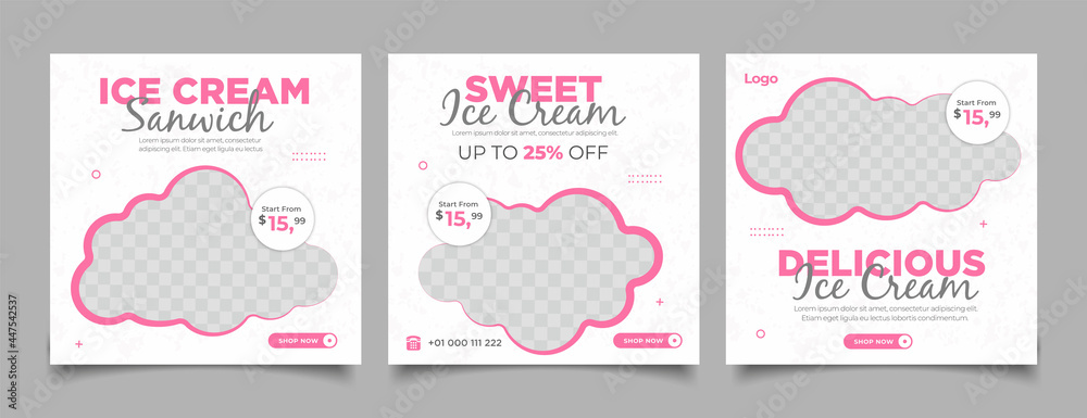 Fototapeta premium Special ice cream menu promotion social media post banner template 