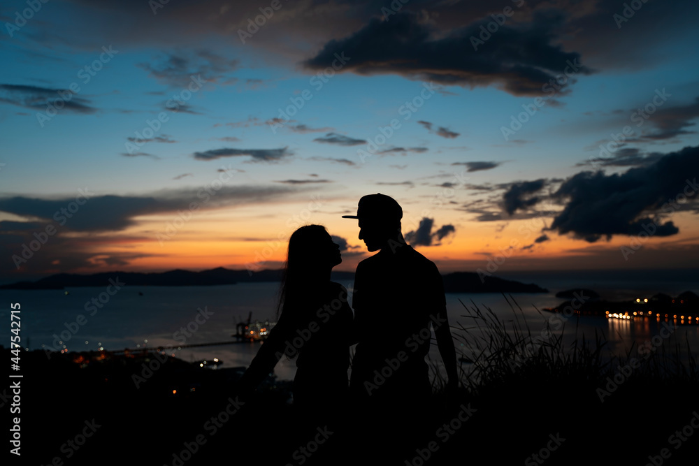Silhouette of couple during sunset