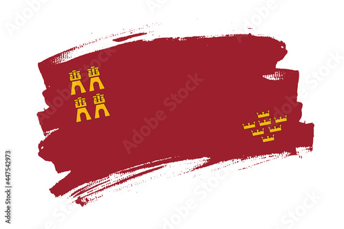 The flag of the Region of Murcia, Spain. Spanish region  banner brush concept. Horizontal vector Illustration isolated on white background.  