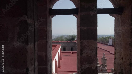 drone travels between church domes