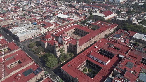 colonial buildings in downtown morelia city center