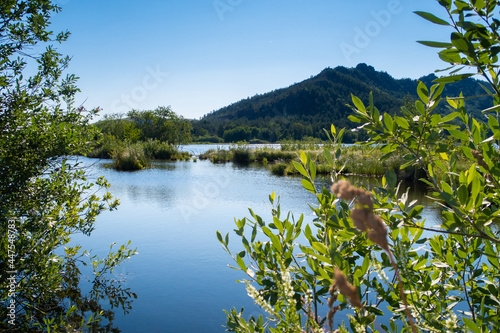 Lake among the steppes and mountains
