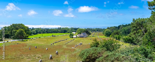Carnac in Brittany, stones field, alignment of menhirs
