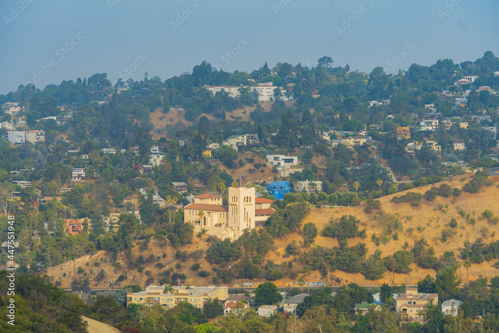 Fototapeta premium High angle haze view of some residence building