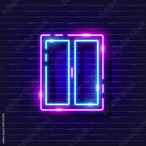 Plastic window neon icon. Vector illustration for design. Repair tool glowing sign. Construction tools concept.