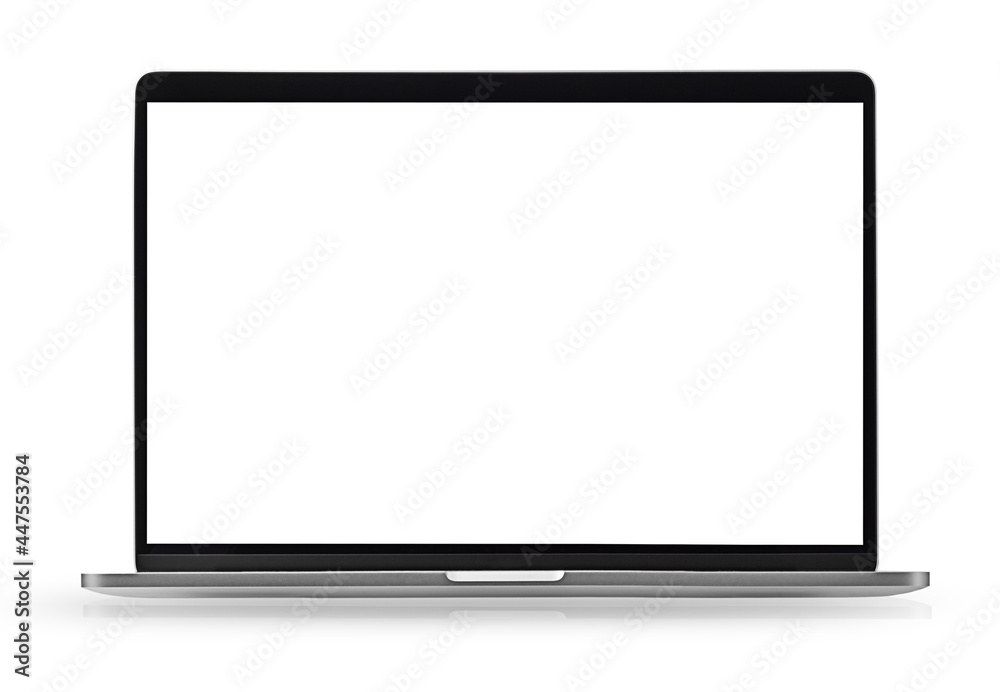 Laptop isolated on white background. Laptop with empty space, front view Laptop isolated on white background. Laptop with empty space, front view