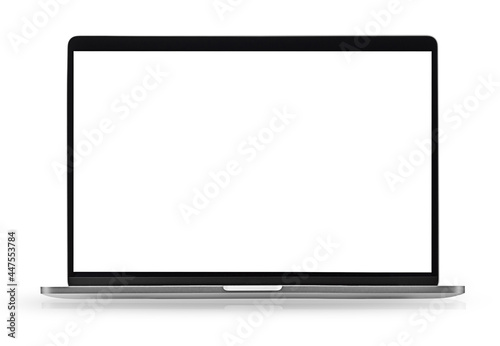 Laptop isolated on white background. Laptop with empty space, front view