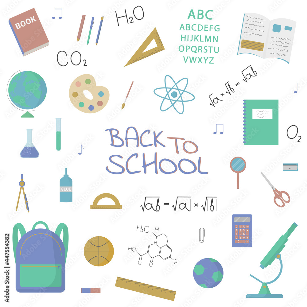 School objects and subjects collection. Isolated vector items. Perfect for infographics or presentation. School objects and subjects collection. Isolated vector items. Perfect for infographics or presentation.