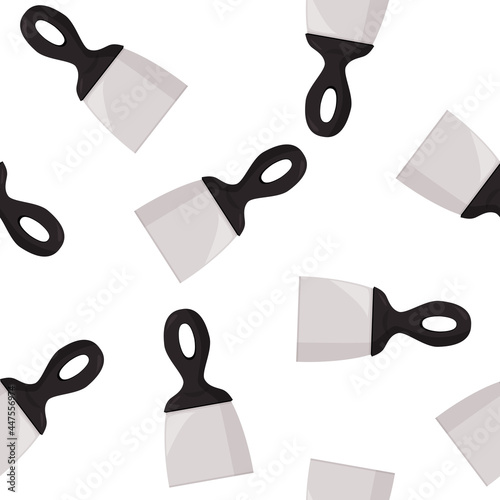 Simple trowel vector background. Hand tool for repair seamless pattern.