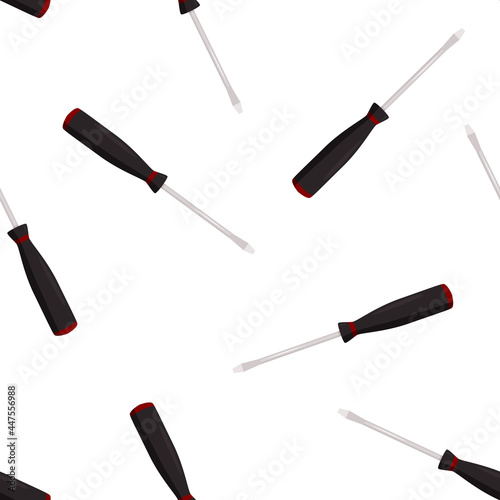 Screwdriver vector background. Simple hand tool seamless pattern.