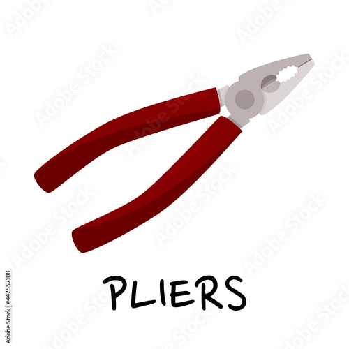 Hand tool plier vector illustration. Isolated on white background.