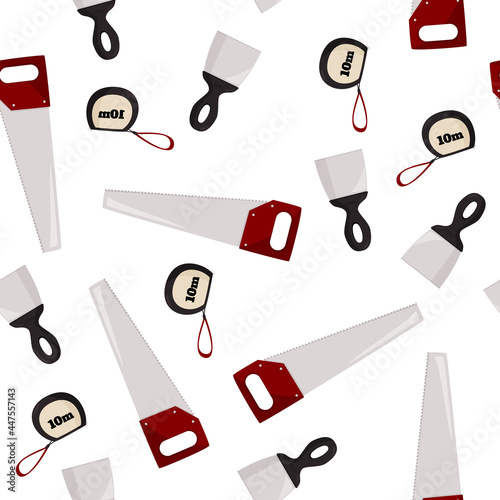 Detailed background with hand tools. Simple vector tool for repair seamless pattern.