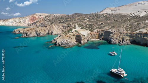 Photos Aerial drone photo of beautiful volcanic emerald paradise bay and sandy beach of