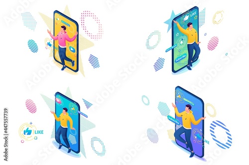 Isometric 3D. Kit Of Web Design About The Young Dancer Channel, Subscribe And Learn To Dance
