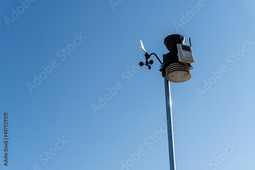 Small weather station, with the blue sky in the background. 