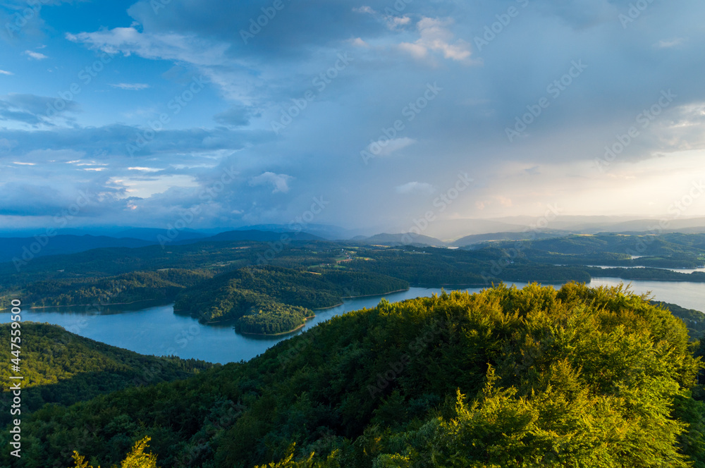 Solińskie Lake photographing from the top of Jawor, Solina, Bieszczady Mountains
