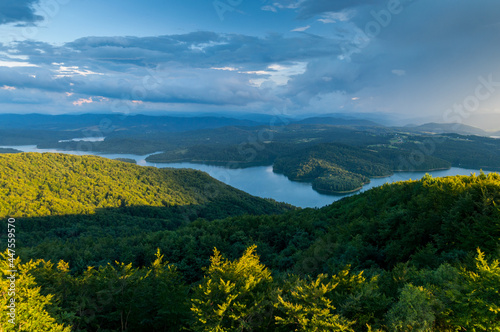 Solińskie Lake photographing from the top of Jawor, Solina, Bieszczady Mountains