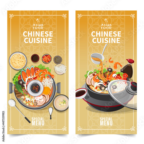 Design banner Asian food banners set isolated vector illustration