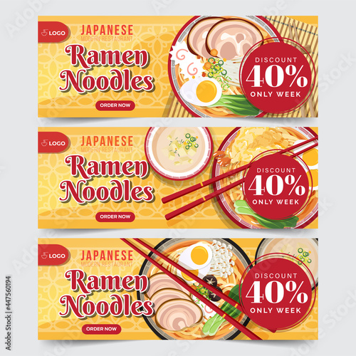 Design banner Asian food banners set isolated vector illustration