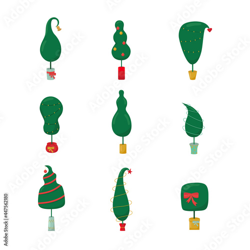 Set Christmas Grinch tree. Vector stock illustration isolated on white background for template design Christmas greeting card, invitation.  photo