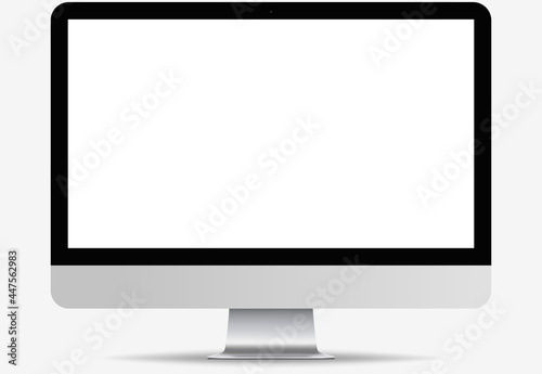 Computer Realistic Mockup isolated. Realistic Monitor Mock Up. Separate Groups and Layers. Vector illustration